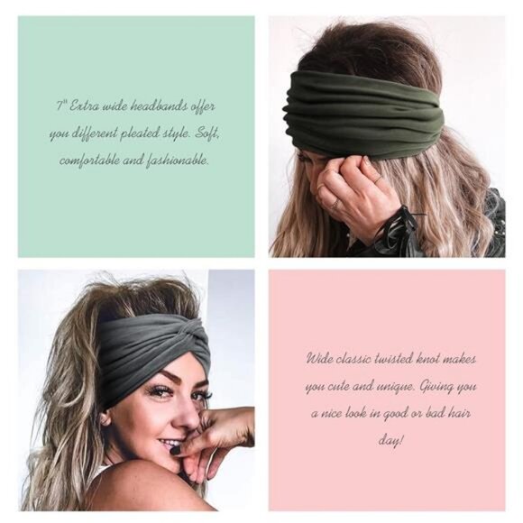 7\'\' Wide Headbands for Women, Extra Large Turban Workout Headband main image 7